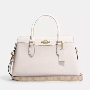 COACH Large Darcie Carryall Bag With Signature Canvas Detail NWT